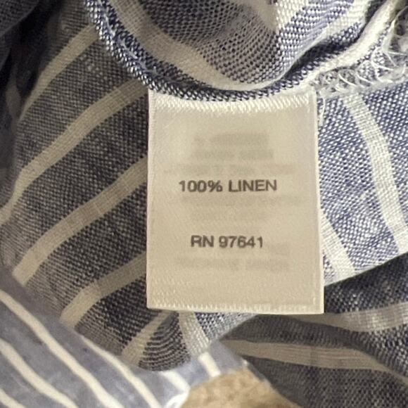 J. Jill Linen Striped Button Down Women Sleeveless Blue White Large - Picture 5 of 7